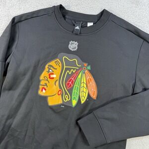 Adidas Chicago Blackhawks Pullover Mens Small Black Fleece Sweatshirt NHL